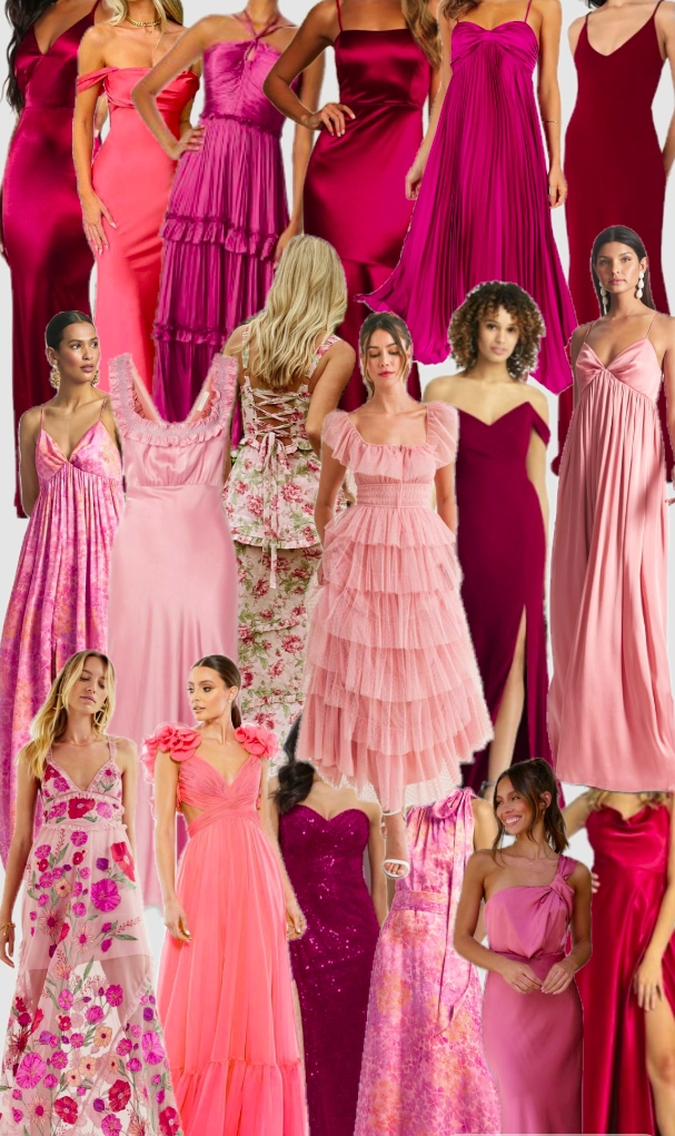 Inspiration de robes roses et rouges pour les invitees